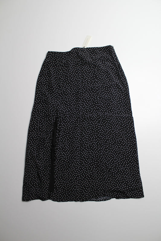 Anthropologie Maeve black/white hearts 'lille' side slit midi skirt, size 6 *new with tags