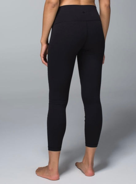 Lululemon black high times leggings, size 6 (25”) *special edition tech mesh *flaw (price reduced: was $40)