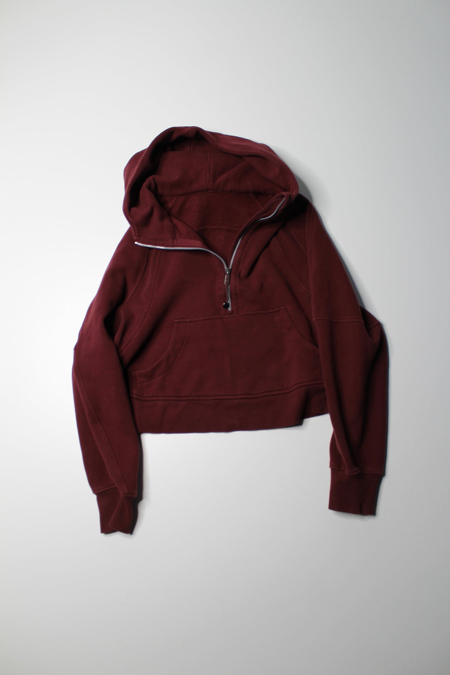Lululemon red merlot ‘scuba oversized 1/2 zip’ hoodie, size xs/s (fits 4/6)