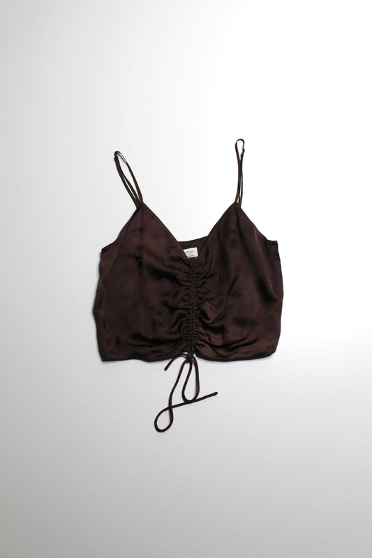 Aritzia Wilfred dark brown 'Verso' satin cropped camisole, size xs