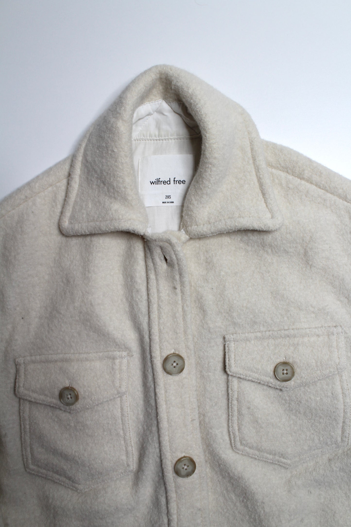 Aritzia wilfred free cream shacket, size xxs (oversized fit)