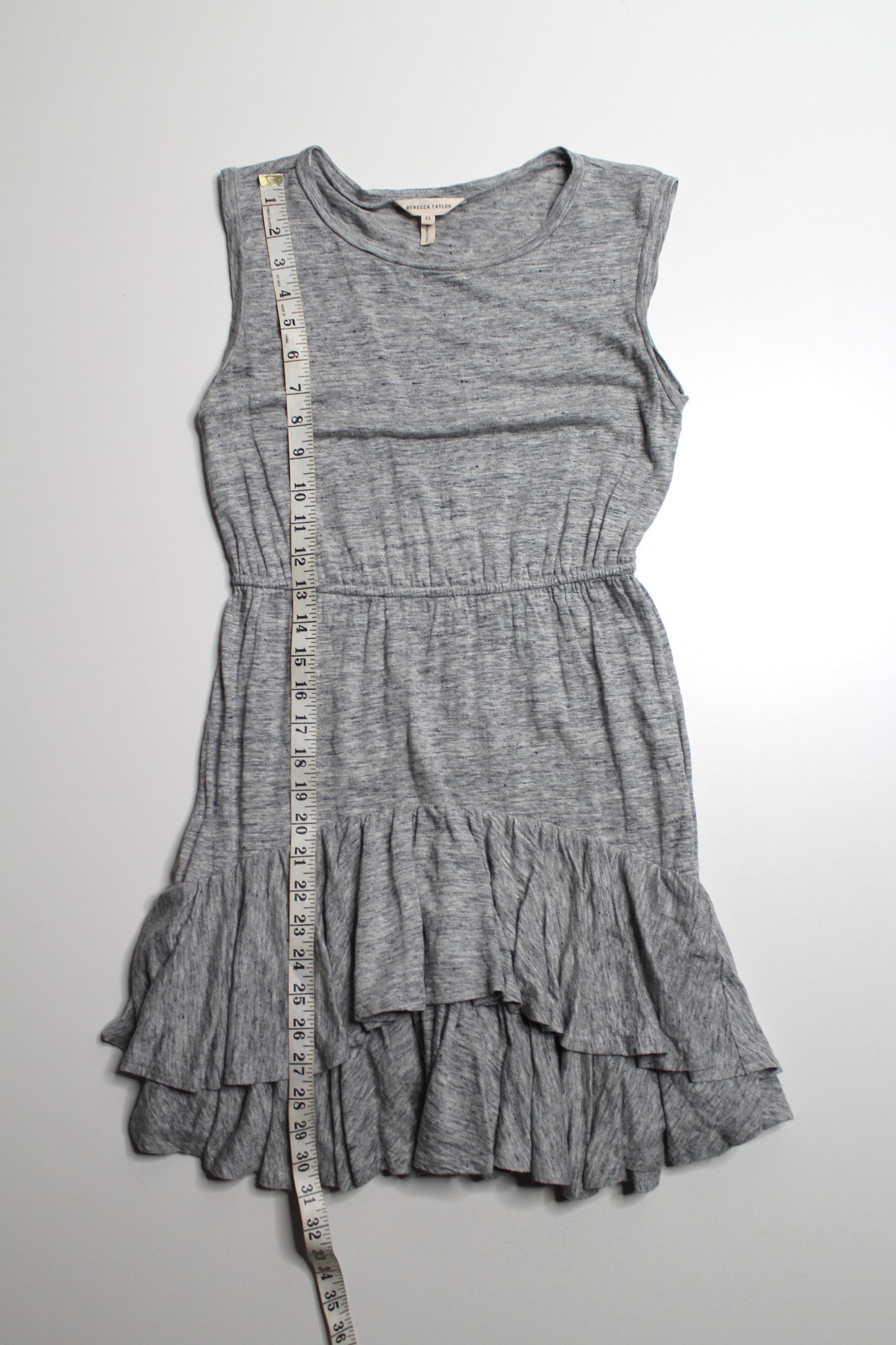 Rebecca Taylor grey jersey ruffle tiered tank dress, size xsmall