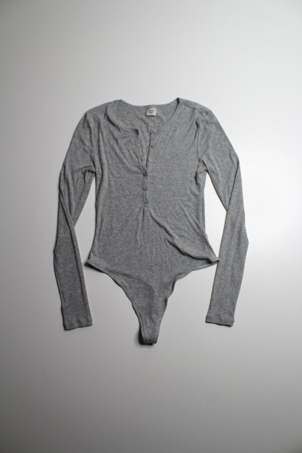 Aritzia grey ribbed Henley bodysuit, size small