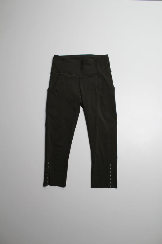 Lululemon olive ‘fast and free’ crop, size 6 (19”) *reflective (sale: was $48)