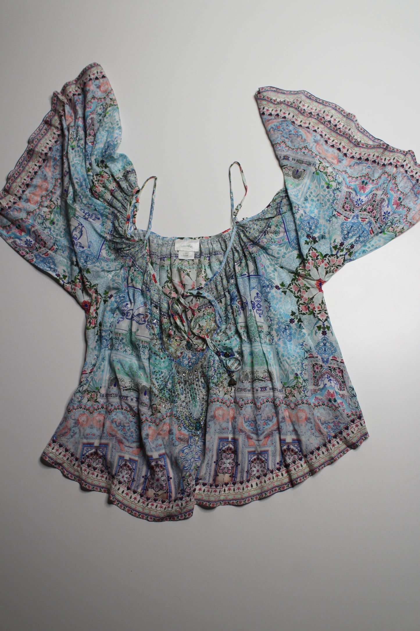 Camilla silk drop shoulder blouse, size xs (oversized) fits like one size (sale: was $225)