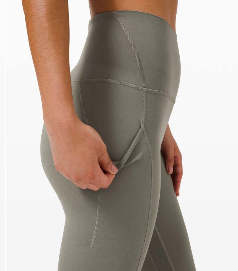 Lululemon grey sage ‘align’ pocket leggings, size 6 (25”)