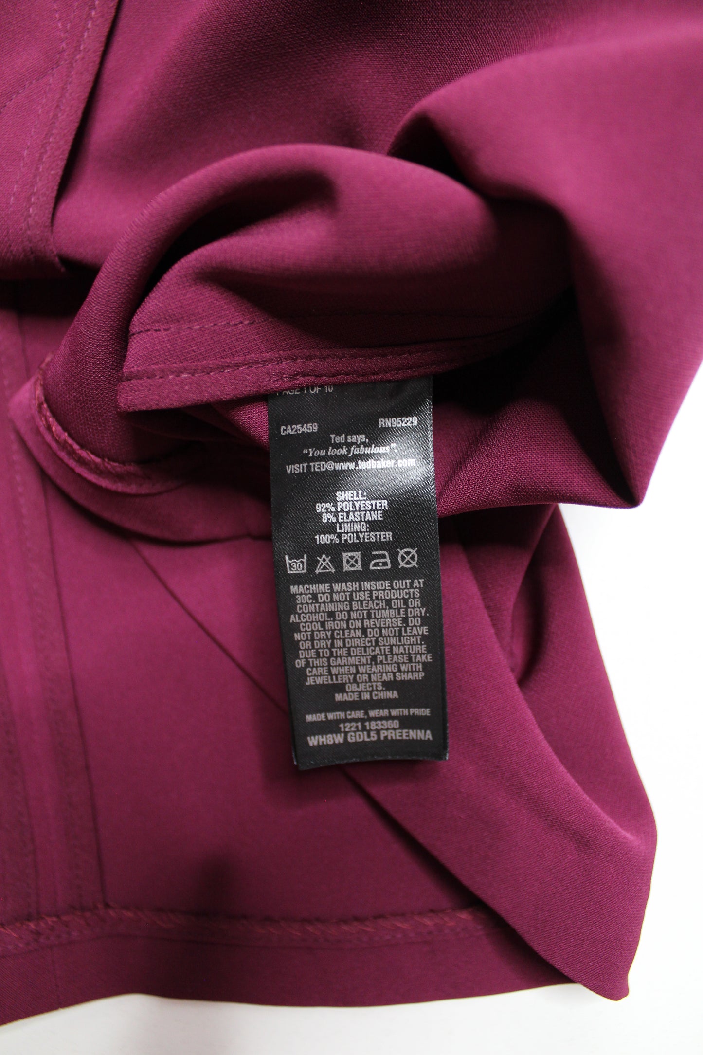 Ted Baker pink/maroon fit and flare  ‘scallop’ dress, size 1 (size xsmall)