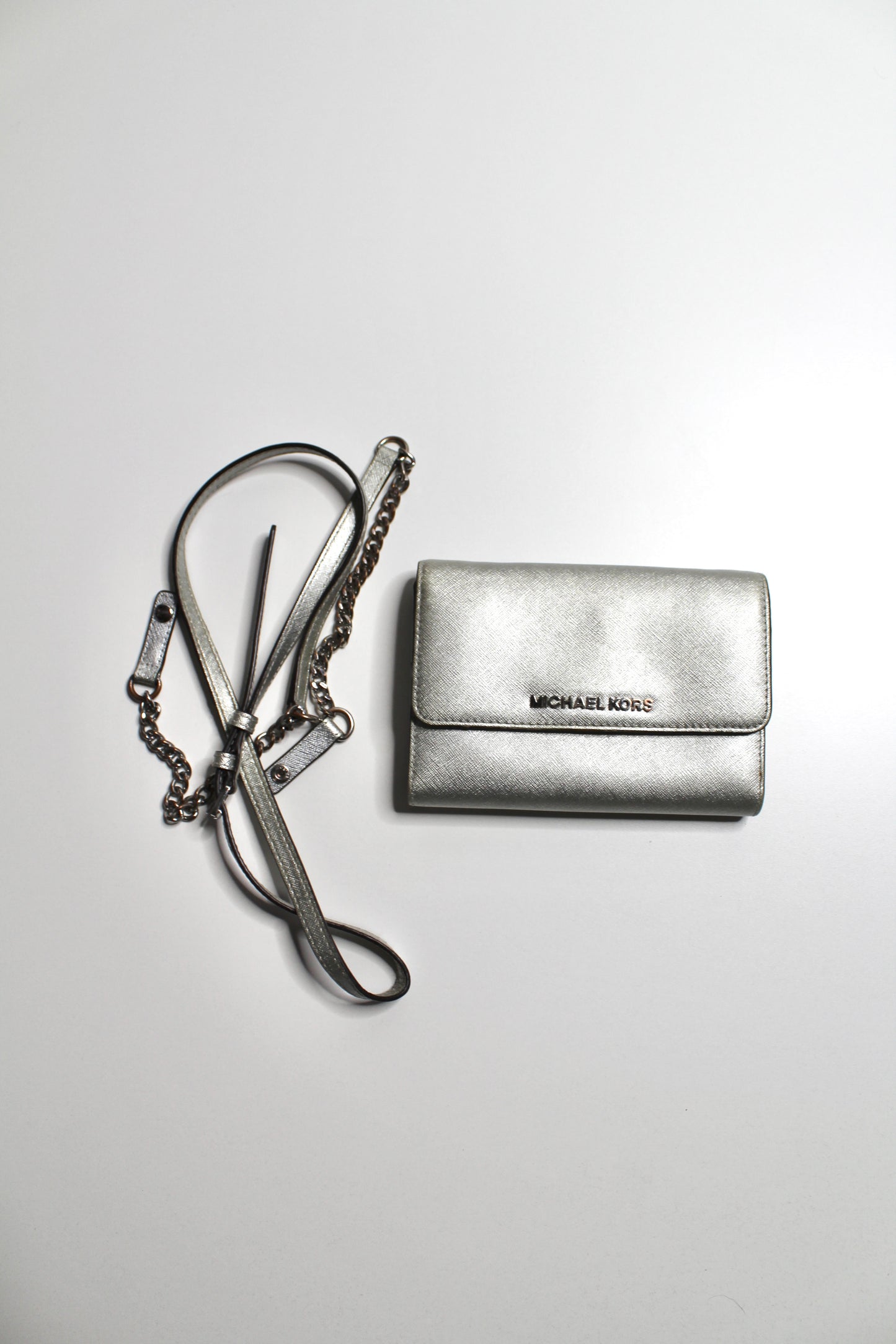 Michael Kors small silver purse/clutch (removable strap) (additional 50% off at checkout)