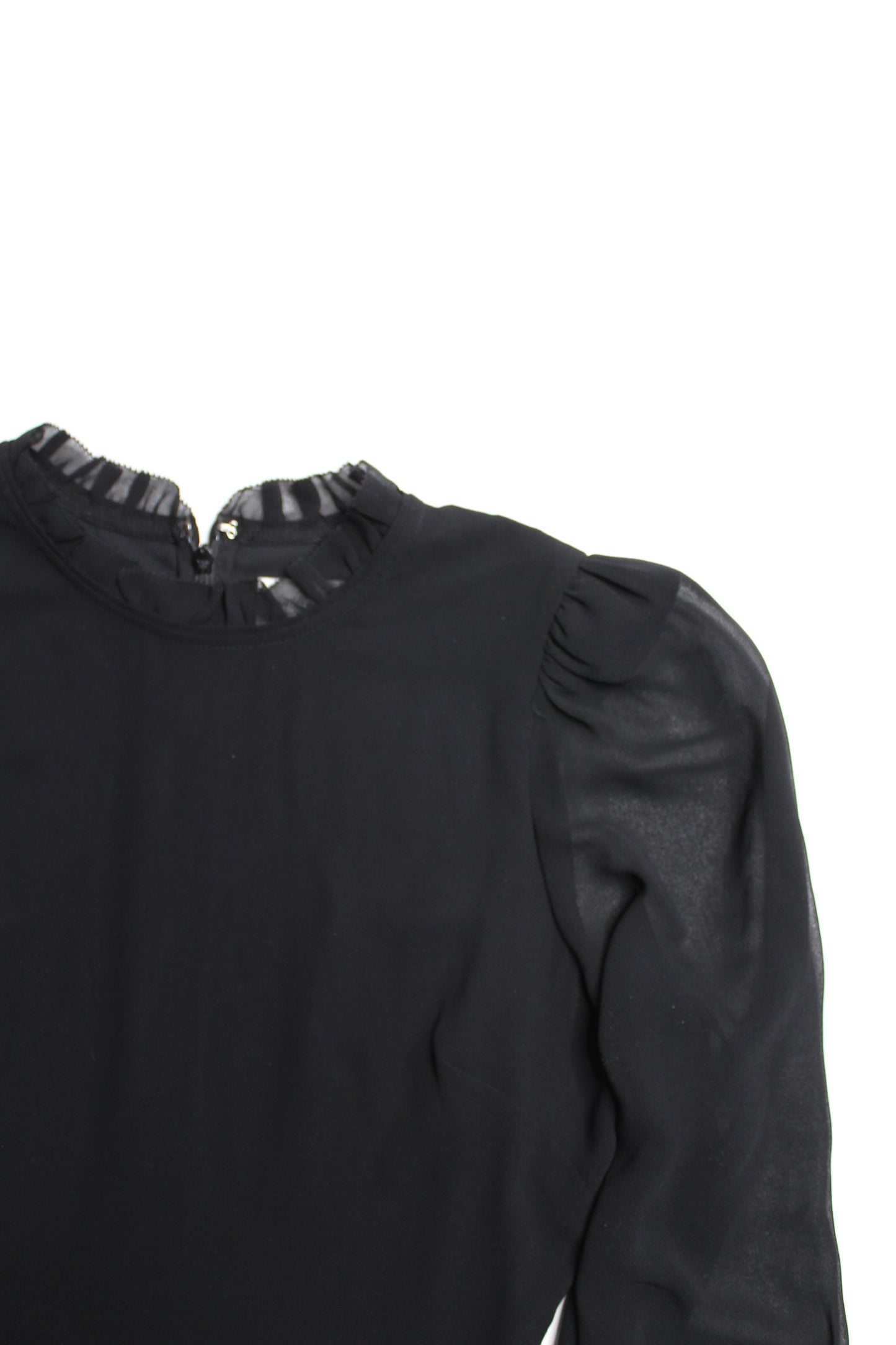 Aritzia Wilfred 'swept' black chiffon mini dress, size 4
