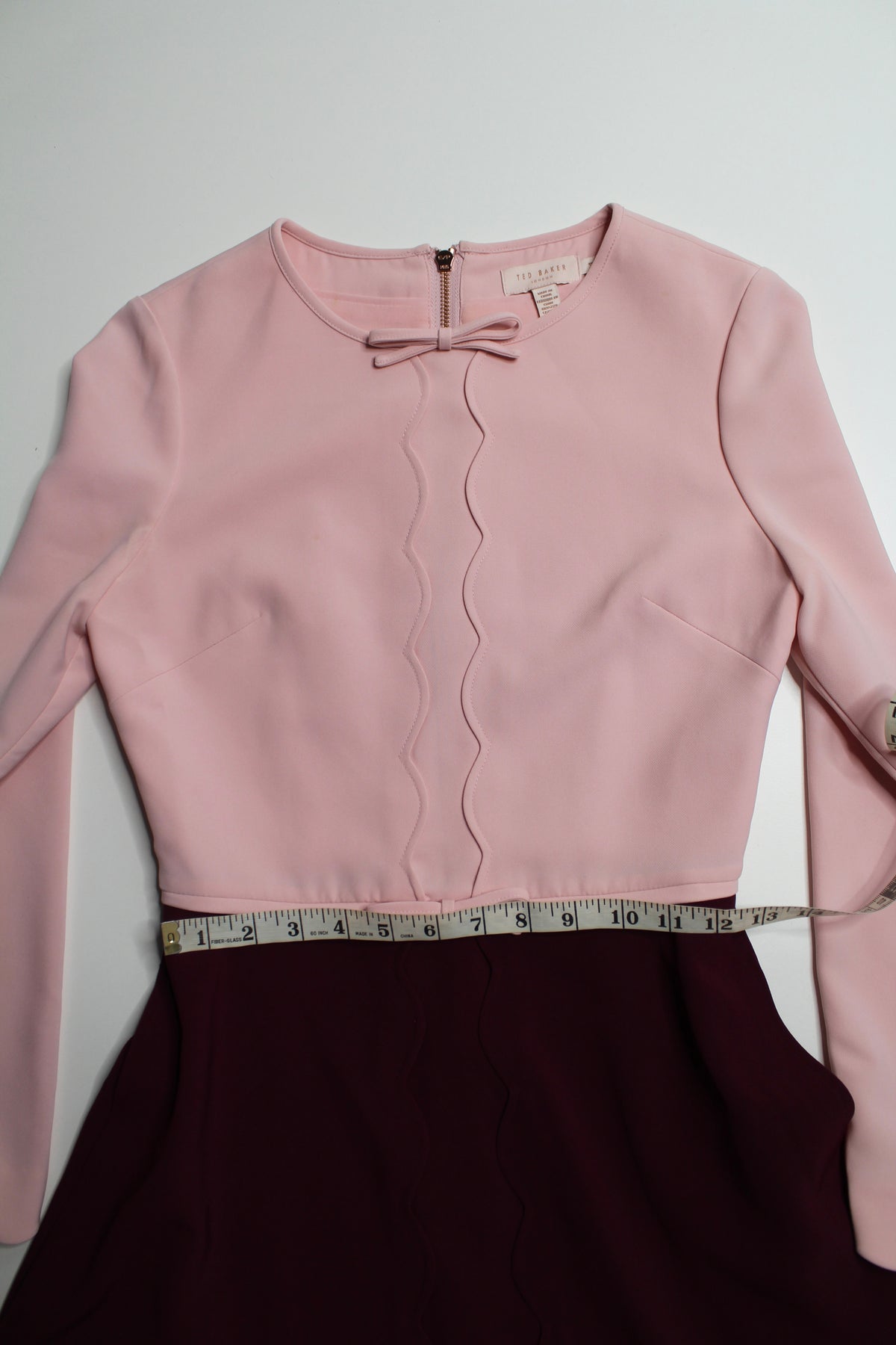 Ted Baker pink/maroon fit and flare  ‘scallop’ dress, size 1 (size xsmall)