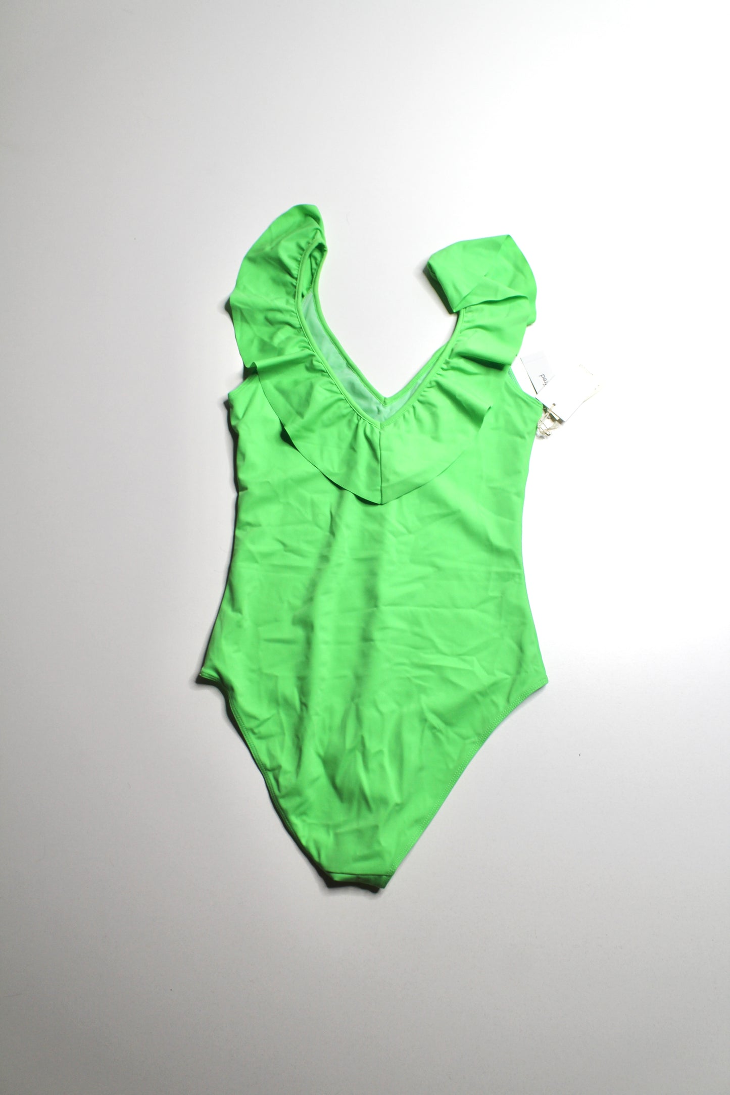 Aritzia Wilfred neon ivy ‘danette’ ruffle swimsuit, size small