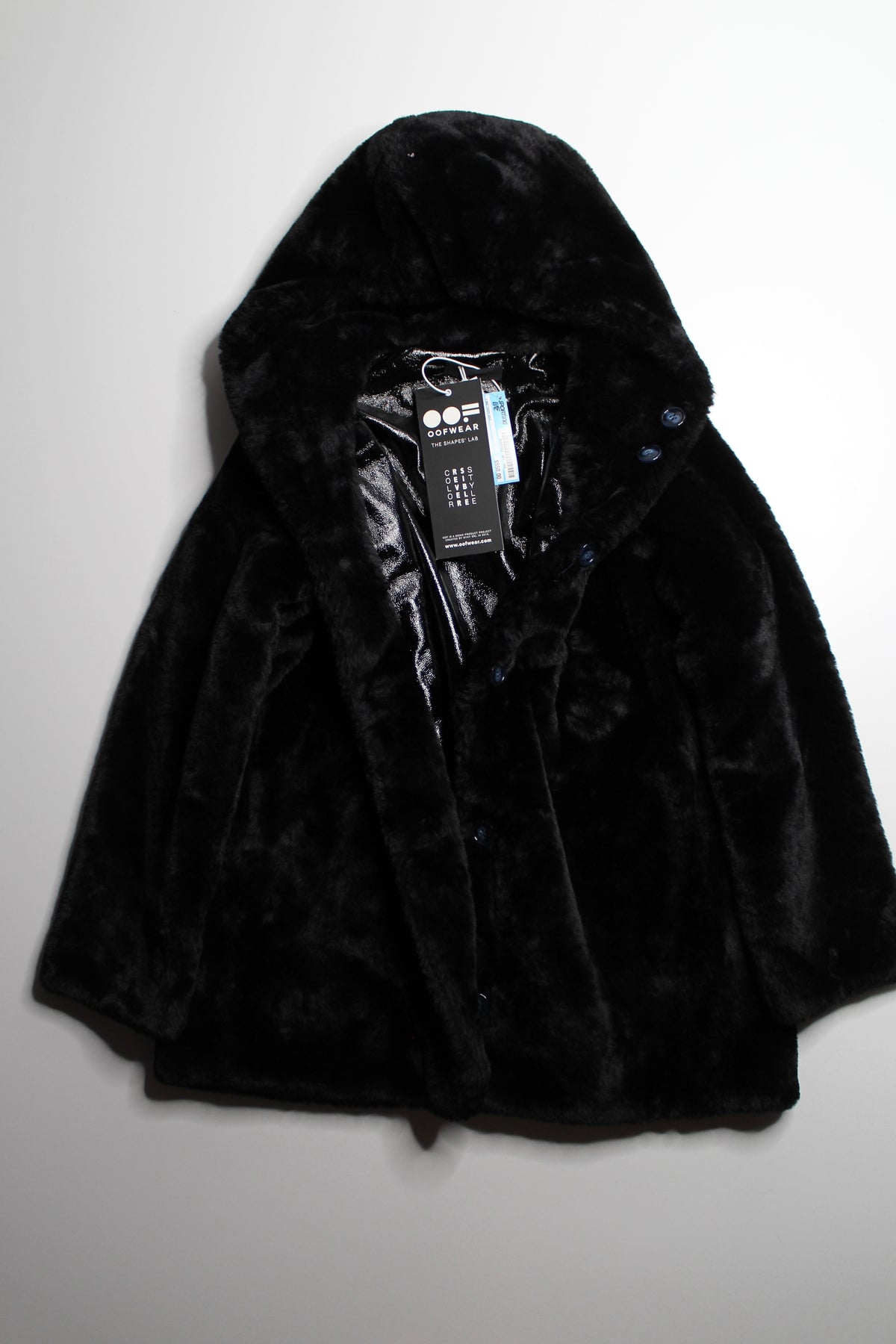 Life Oofwear (Sporting Life) black reversible faux fur ‘Teddy’ coat, Euro size 44 (large) *new with tags
