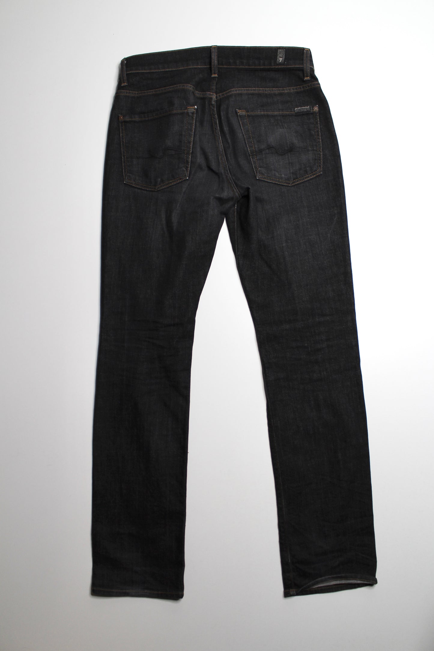 7 For All Mankind black straight leg jeans, size 32