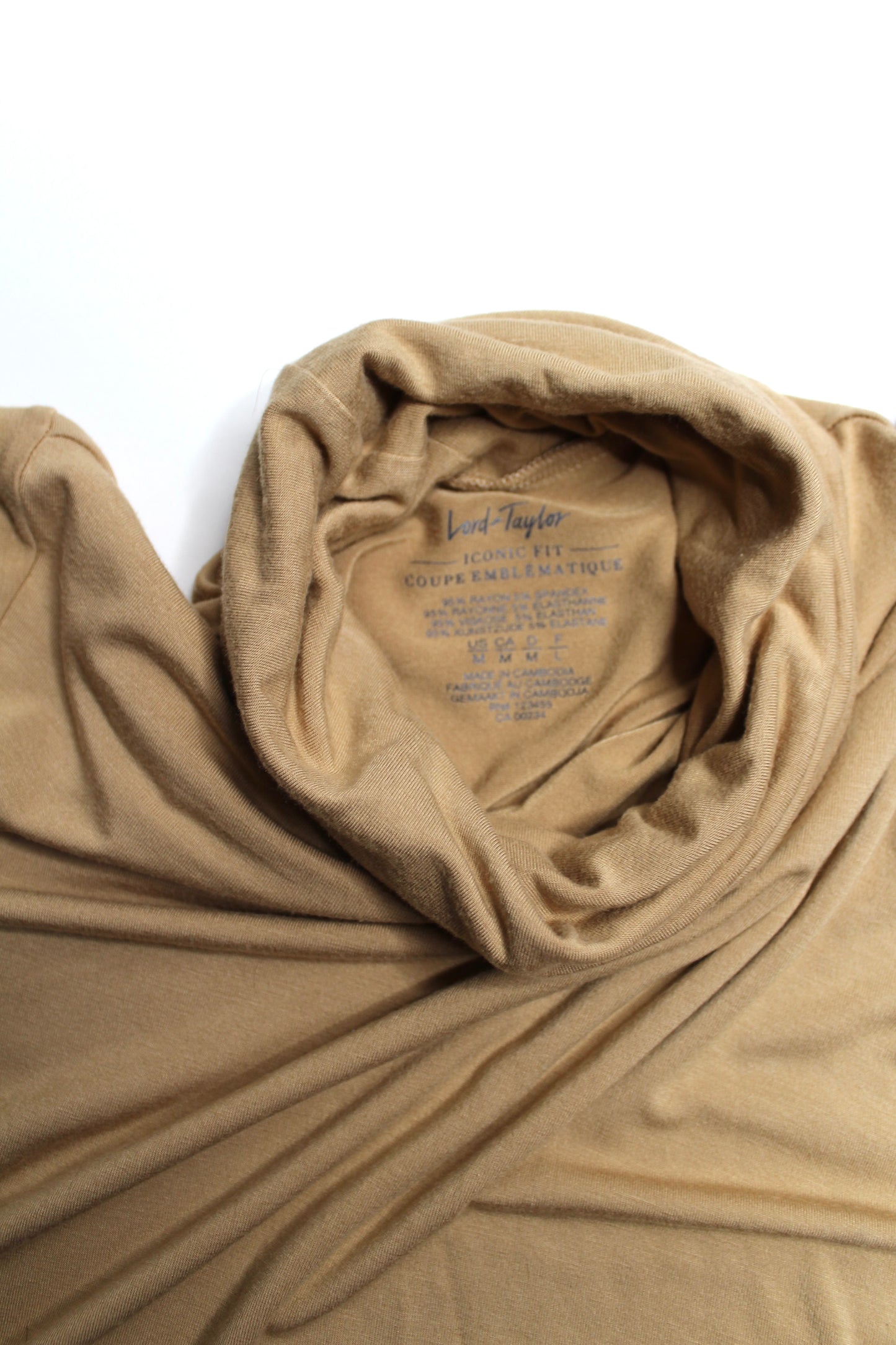Lord & Taylor camel turtleneck long sleeve, size medium