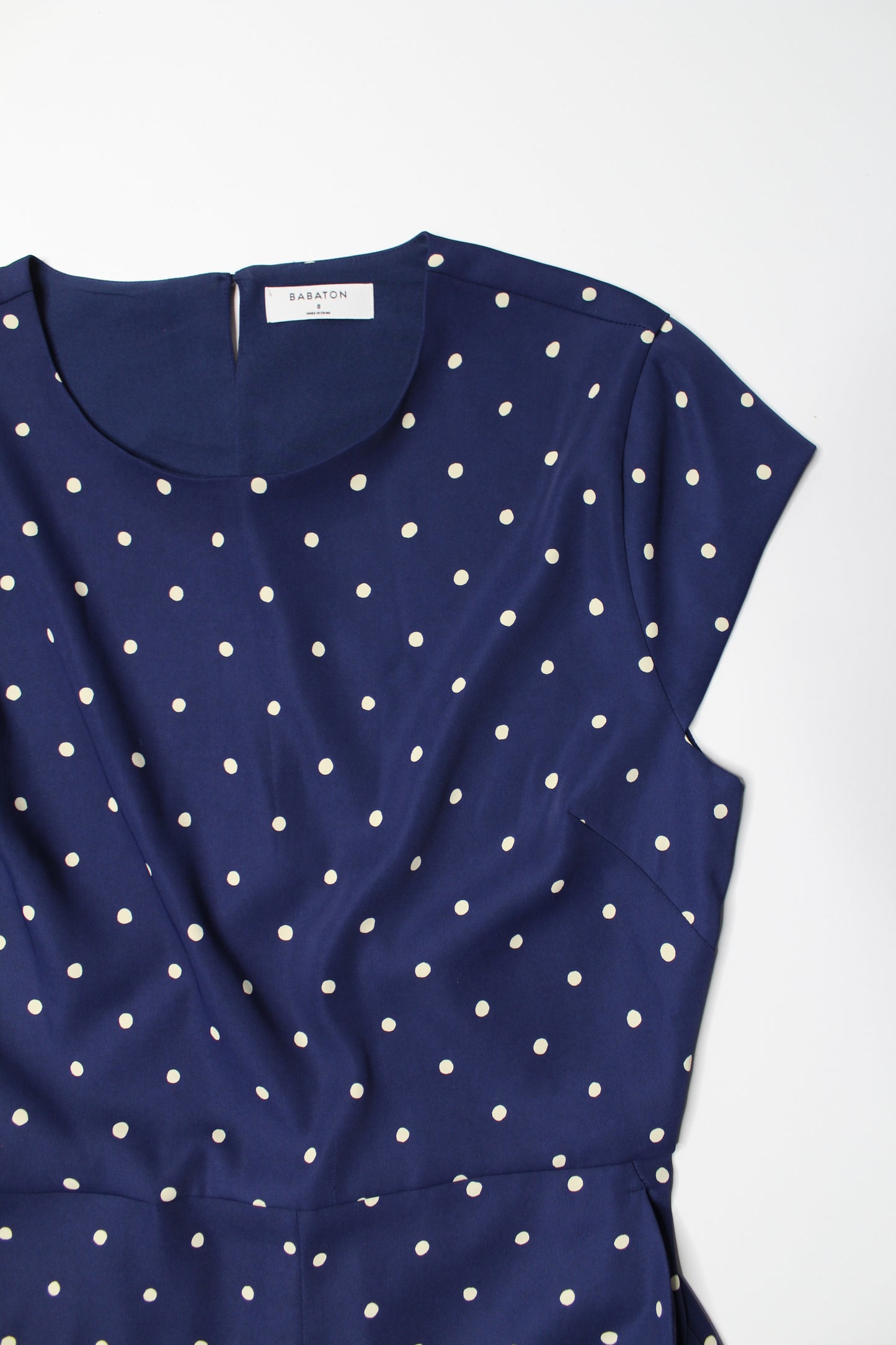 Aritzia Wilfred navy polka dot ‘Hamptons’ jumpsuit, size 8