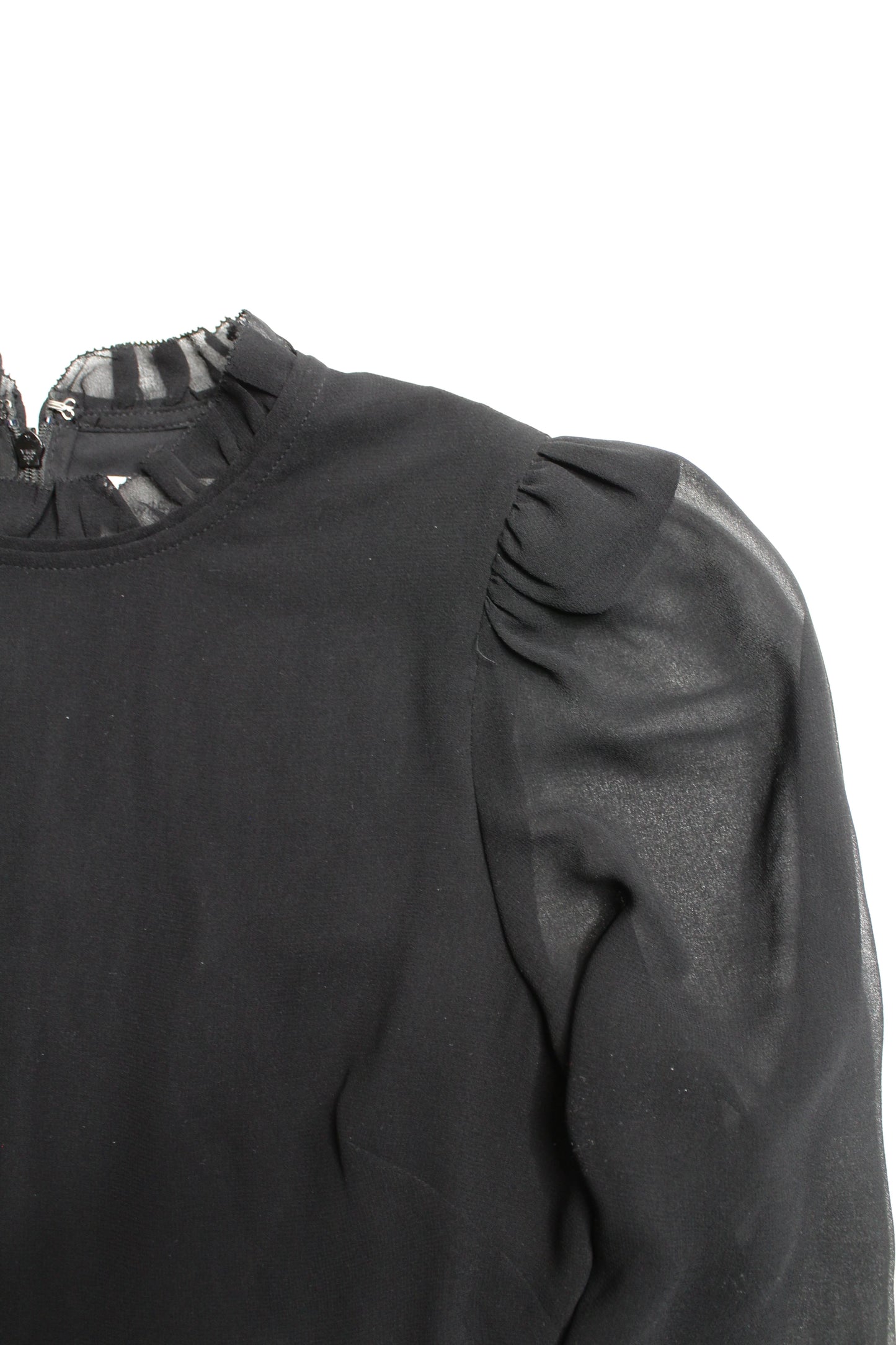 Aritzia Wilfred 'swept' black chiffon mini dress, size 4