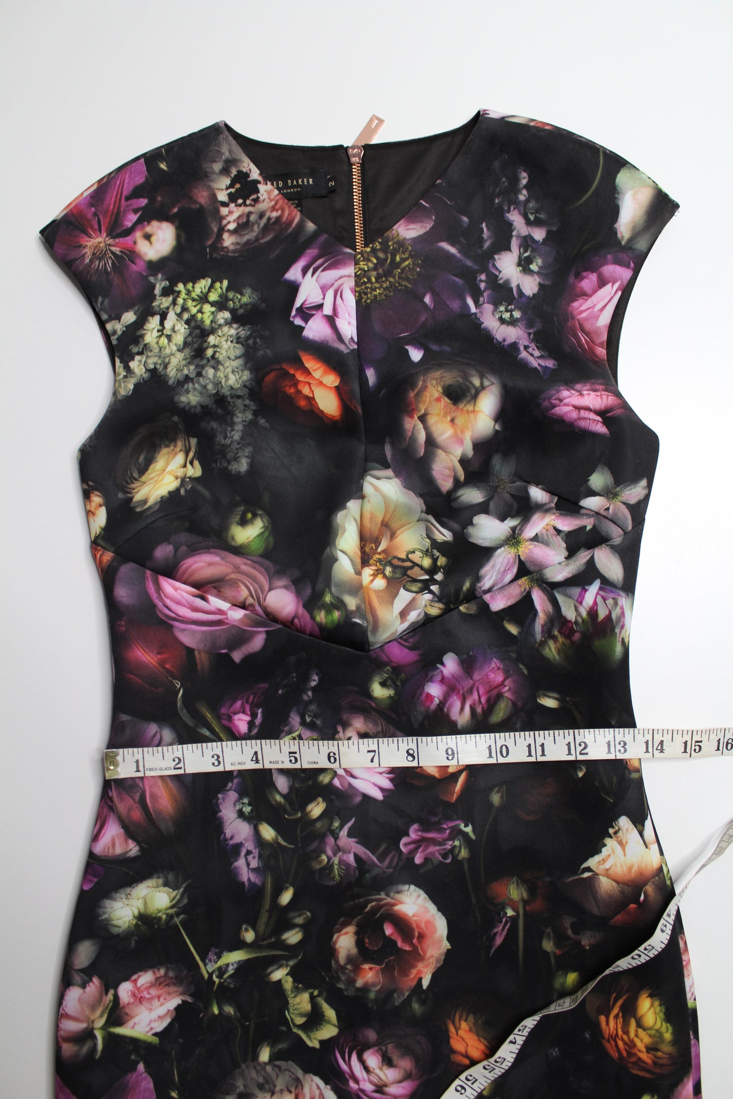 Ted Baker floral midi pencil cocktail dress, size 2 (size small)