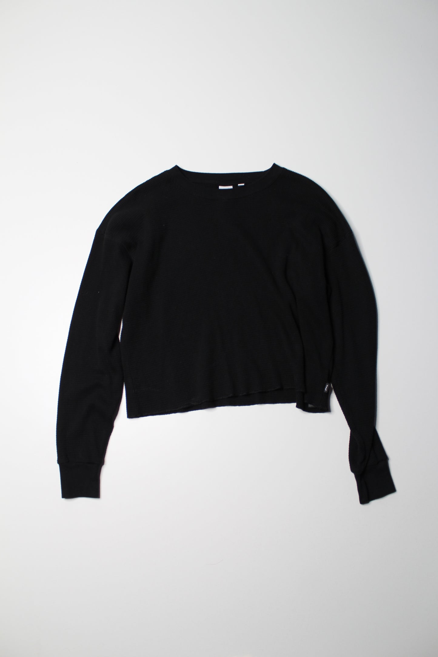 Aritzia TNA black waffle crew long sleeve, size small (oversized fit) (was $25)