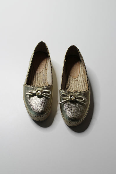 Kate Spade metallic gold ‘bow’ espadrilles slip on shoes, size 6