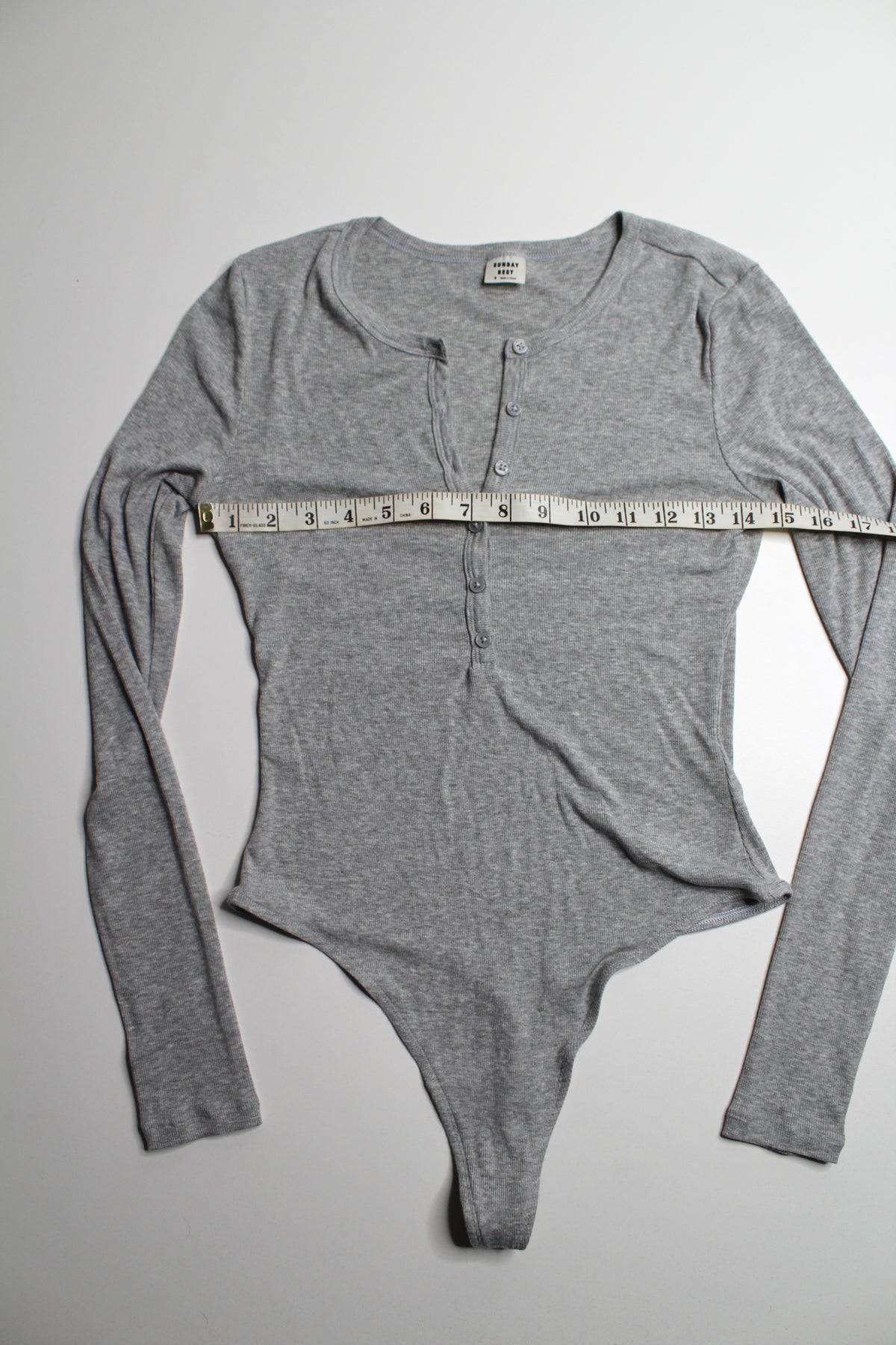 Aritzia grey ribbed Henley bodysuit, size small