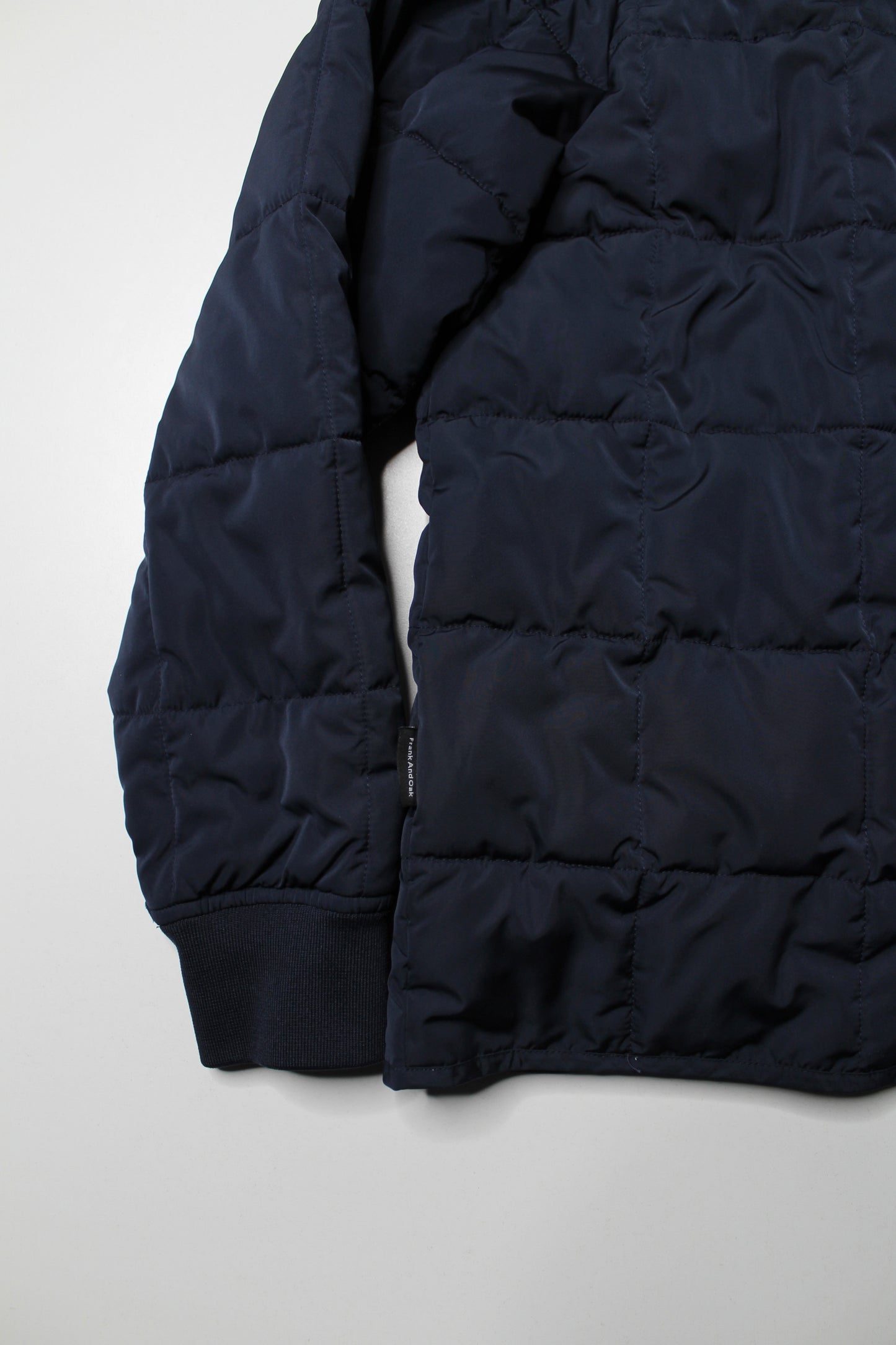 Frank And Oak navy quilted bomber jacket, size large (additional 20% off)