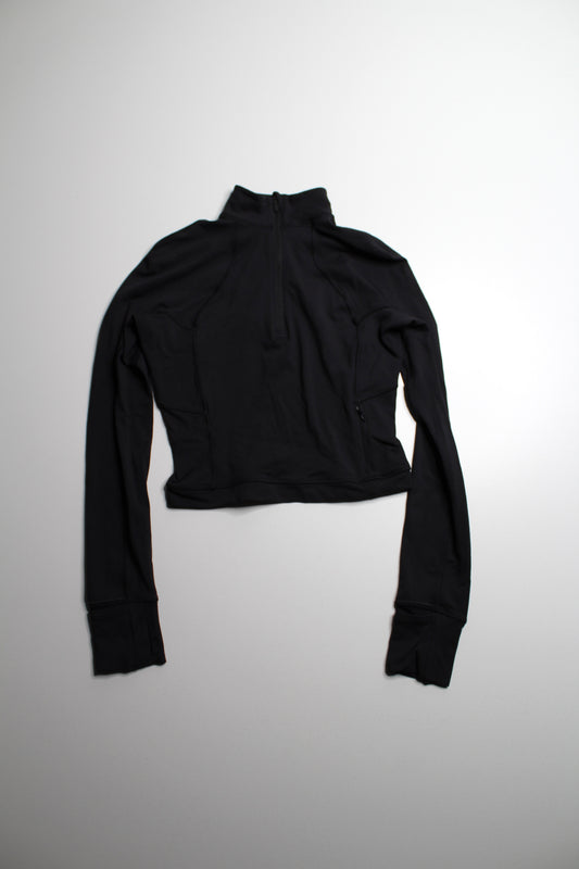Lululemon black cropped ‘rulu 1/2 zip’ long sleeve, size 4