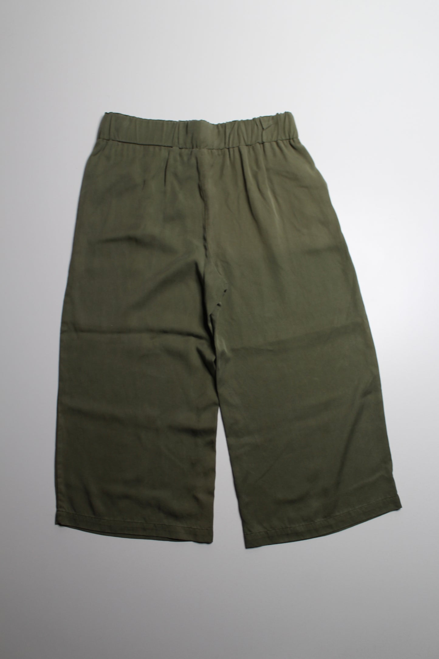 Press sage green tencel wide leg pull on cropped pant, size large