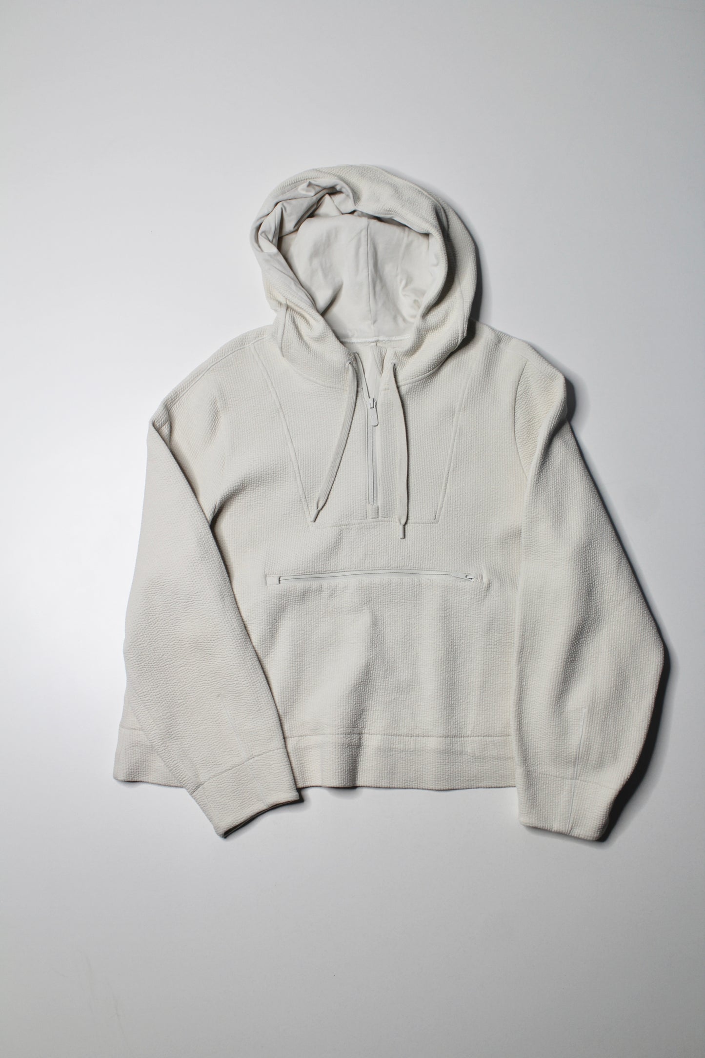 Lululemon bone ‘textured 1/2 zip’ hoodie, size 8