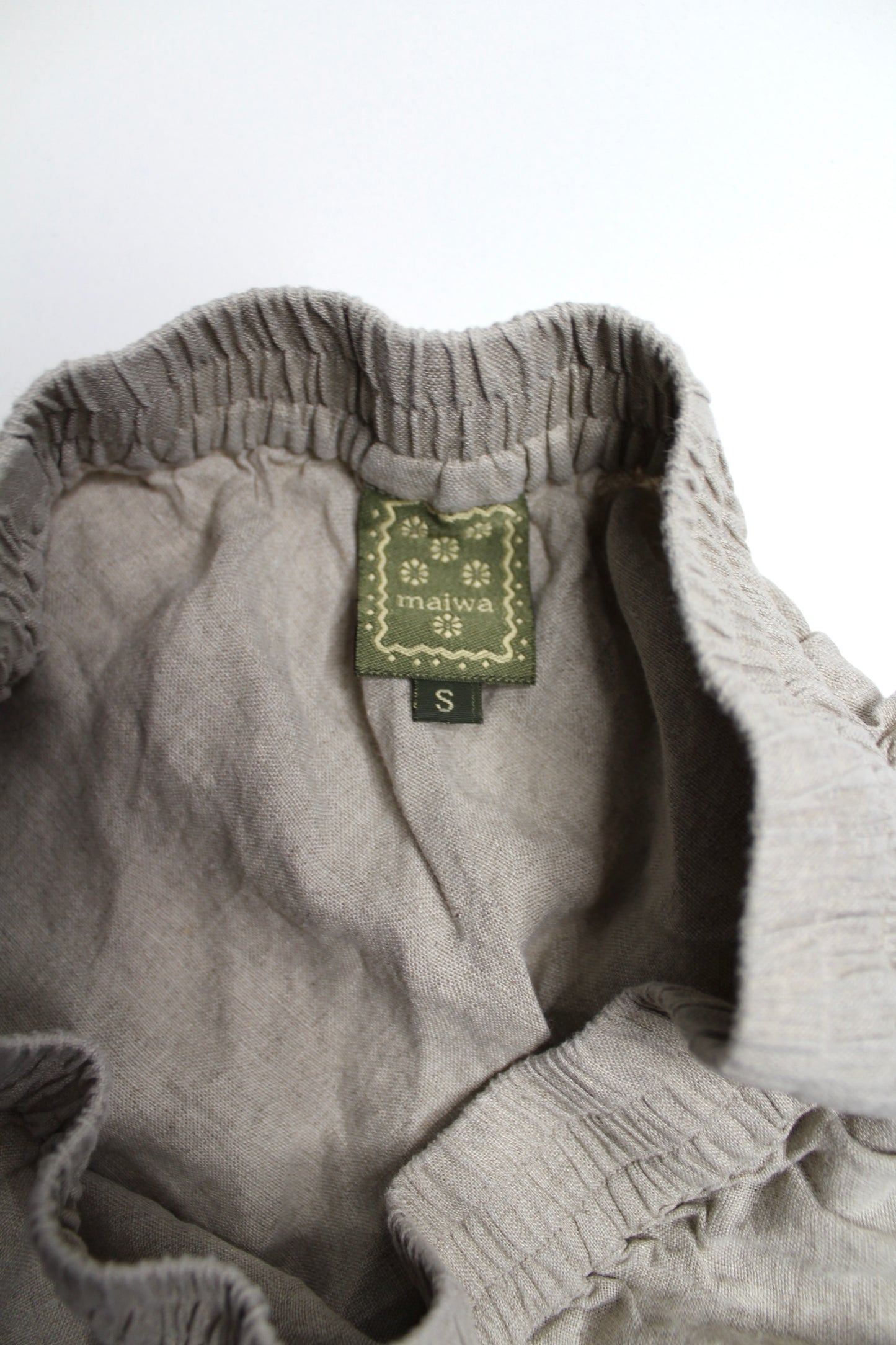 Maiwa beige ‘khula’ linen skirt, size small (fits 27”-30” waist)