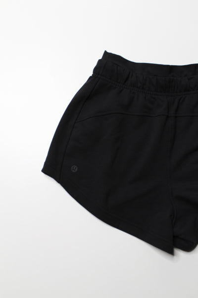 Lululemon black ‘inner glow’ shorts, size 4 (3”) *terry