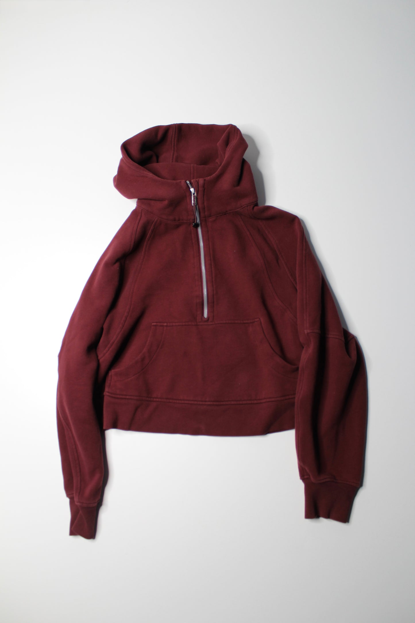 Lululemon red merlot ‘scuba oversized 1/2 zip’ hoodie, size xs/s (fits 4/6)