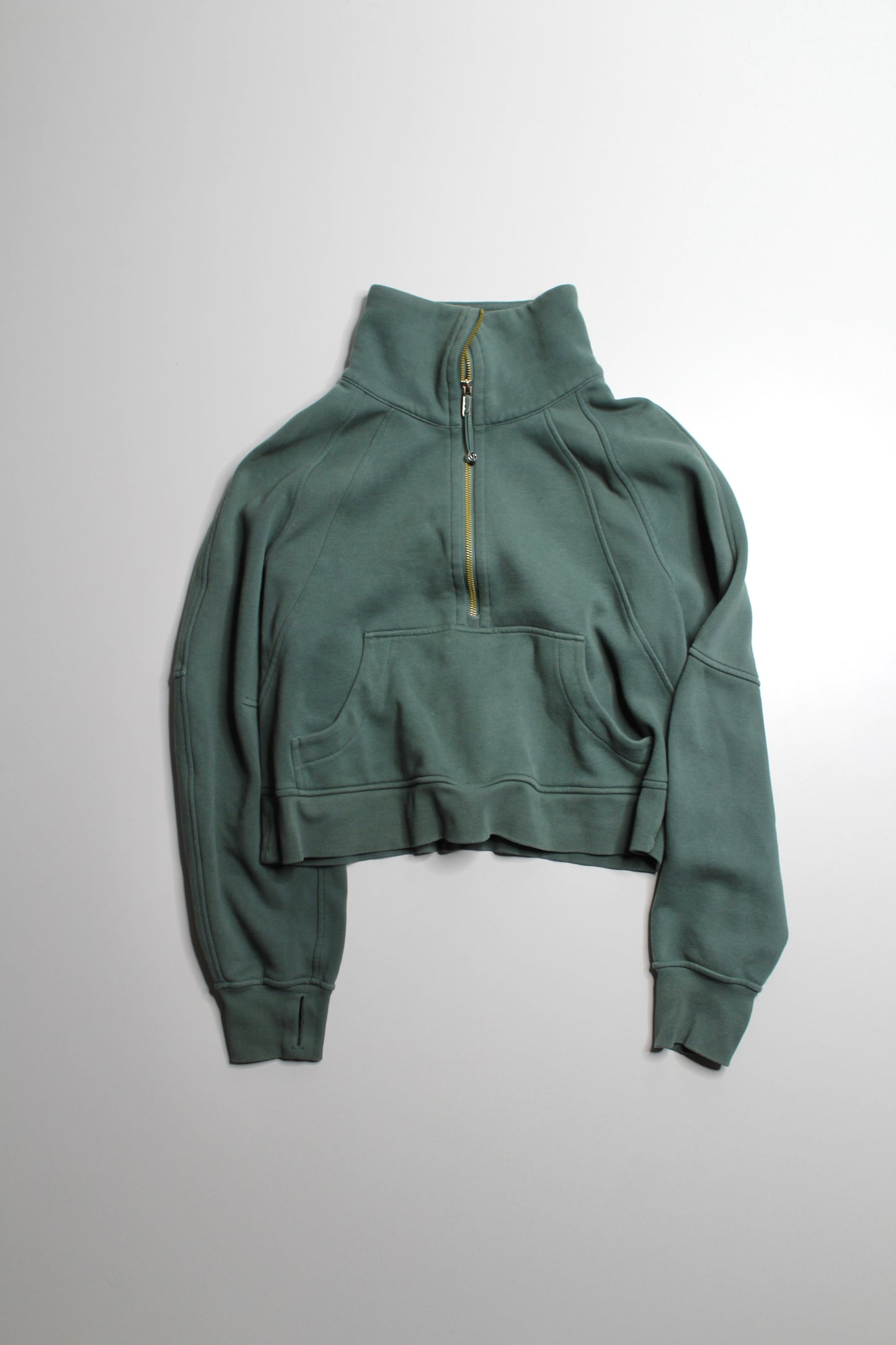 Lululemon sage green 'oversized scuba 1/2 zip' hoodie size xs/s (fits 4/6)