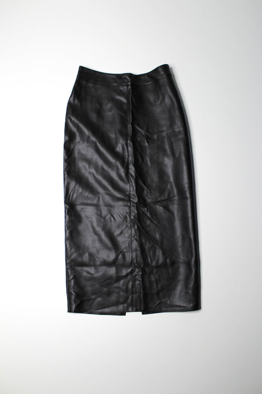 Oak + Fort black vegan leather high rise midi skirt, size 2 (xs) (ON HOLD)