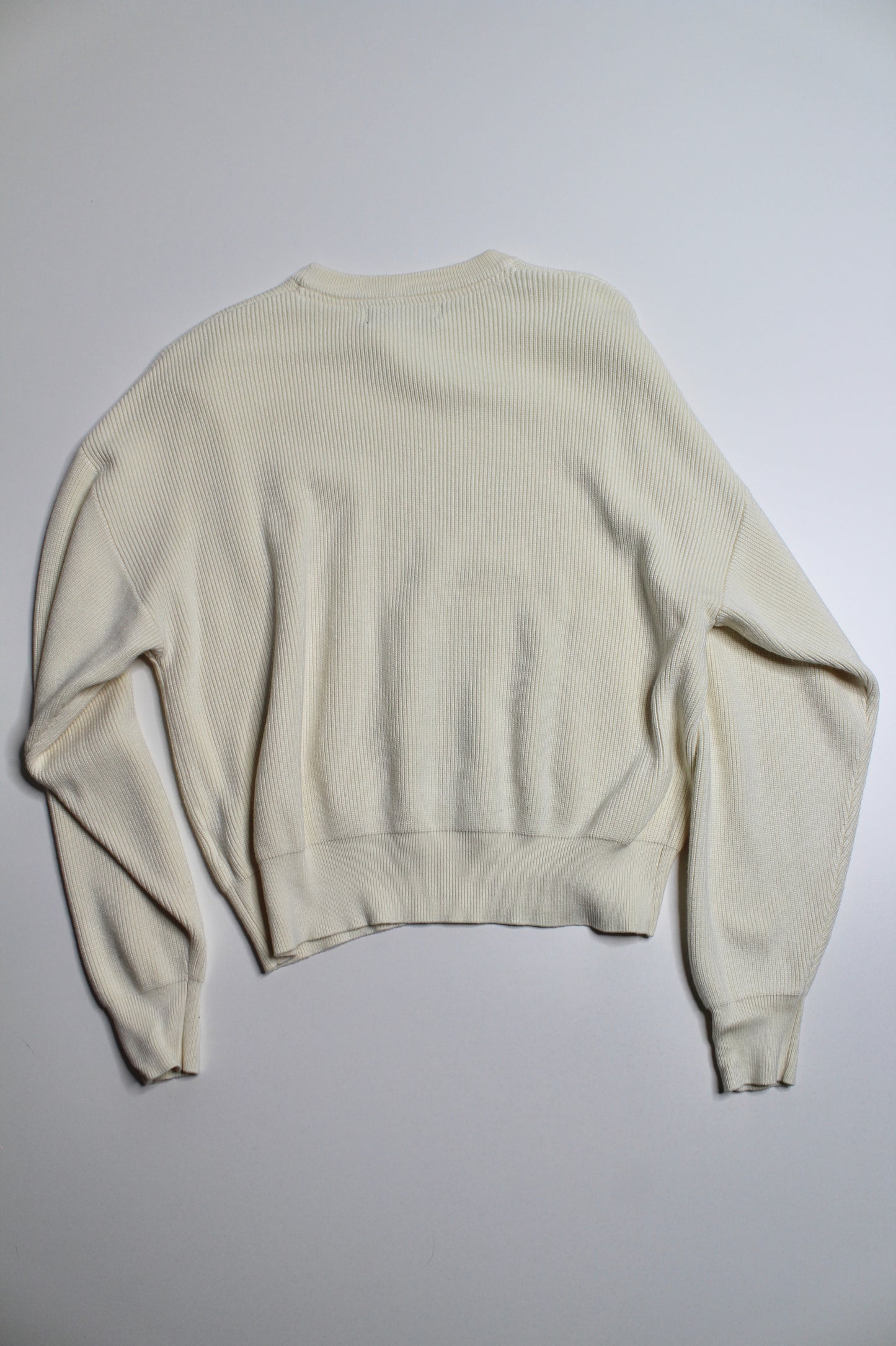 Brunette The Label cream ribbed knit crew sweater, size xs/s (loose fit)