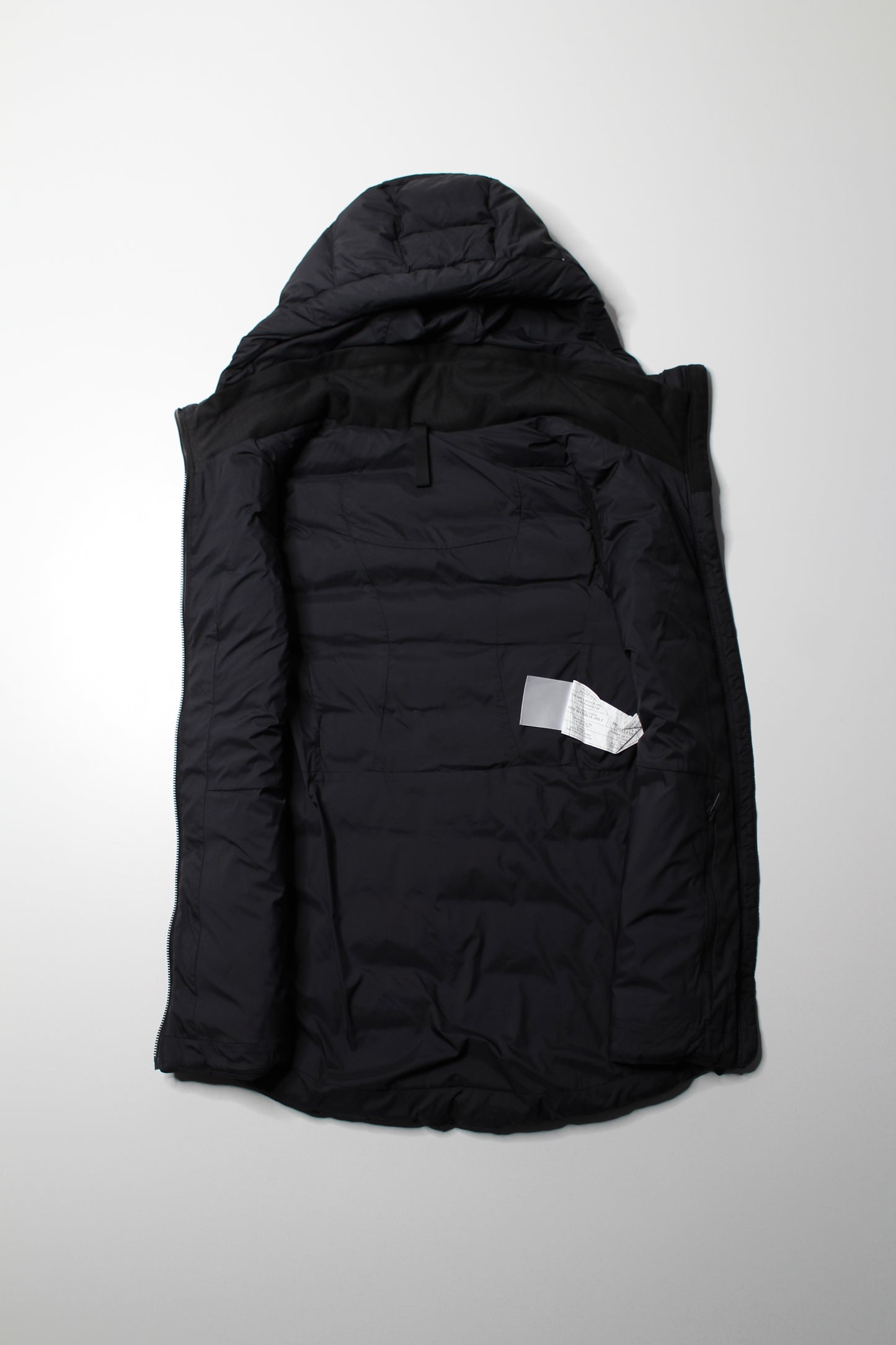 Lululemon black puffer vest with hood, size 6