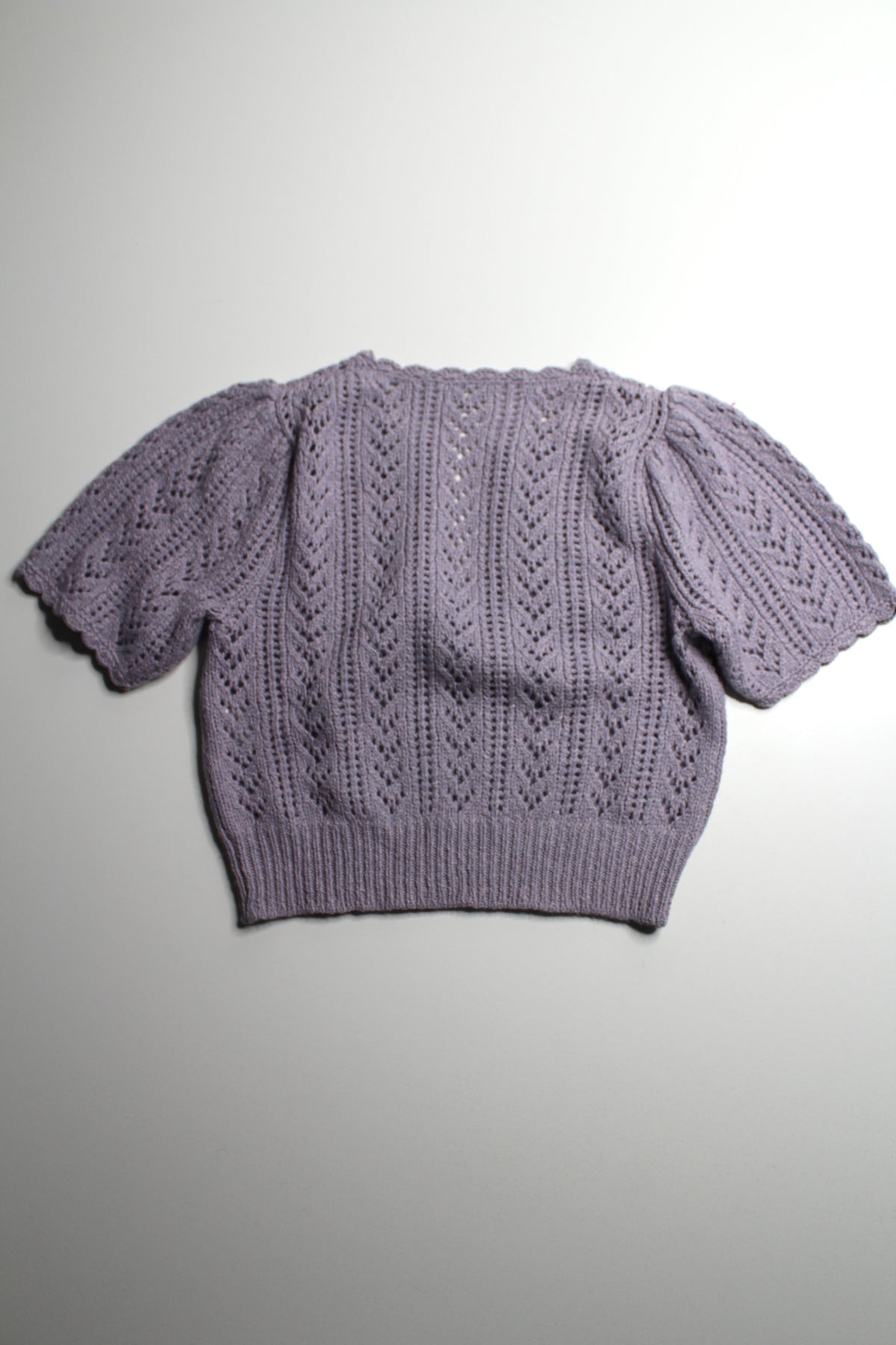 Aritzia Wilfred lilac puff sleeve knit short sleeve sweater, size small