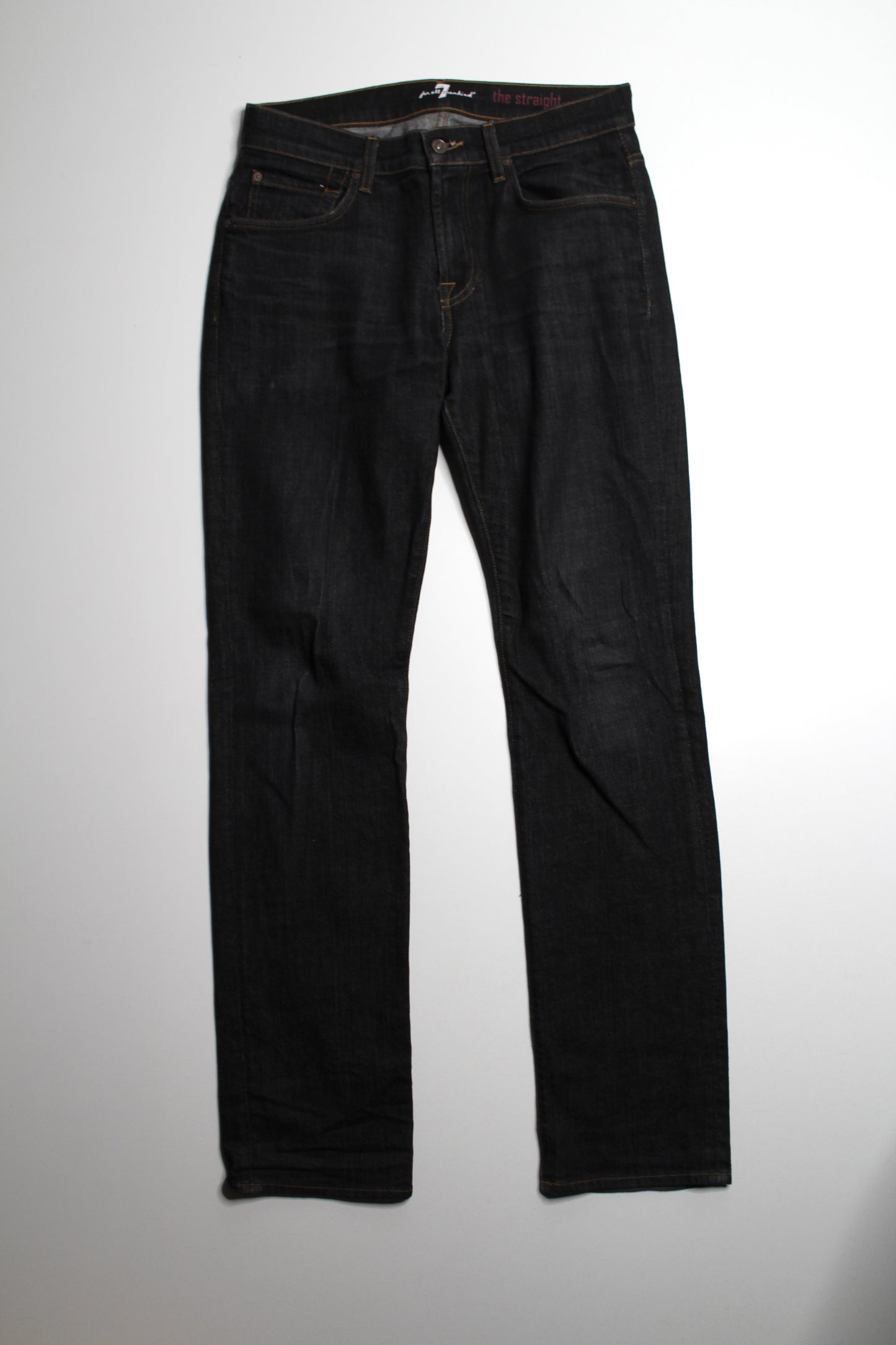 7 For All Mankind black straight leg jeans, size 32