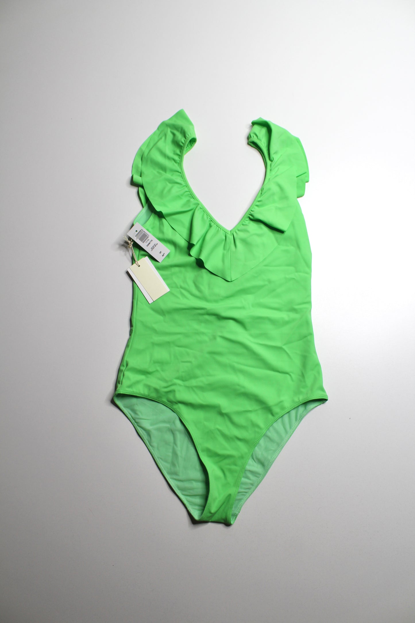 Aritzia Wilfred neon ivy ‘danette’ ruffle swimsuit, size small