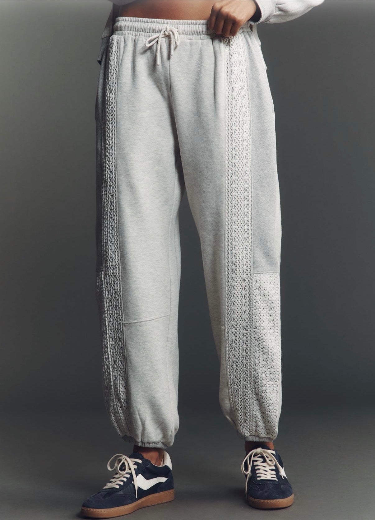 Anthropological Practice lace inset grey jogger sweatpant, size medium (oversized) *matching sweatshirt available