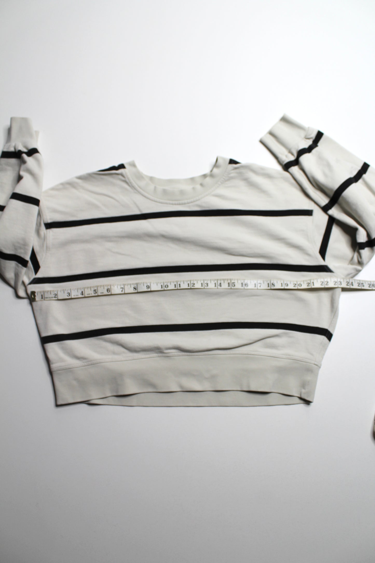 Lululemon bone striped ‘perfectly oversized cropped crew’ sweater, size 6 (oversized fit)