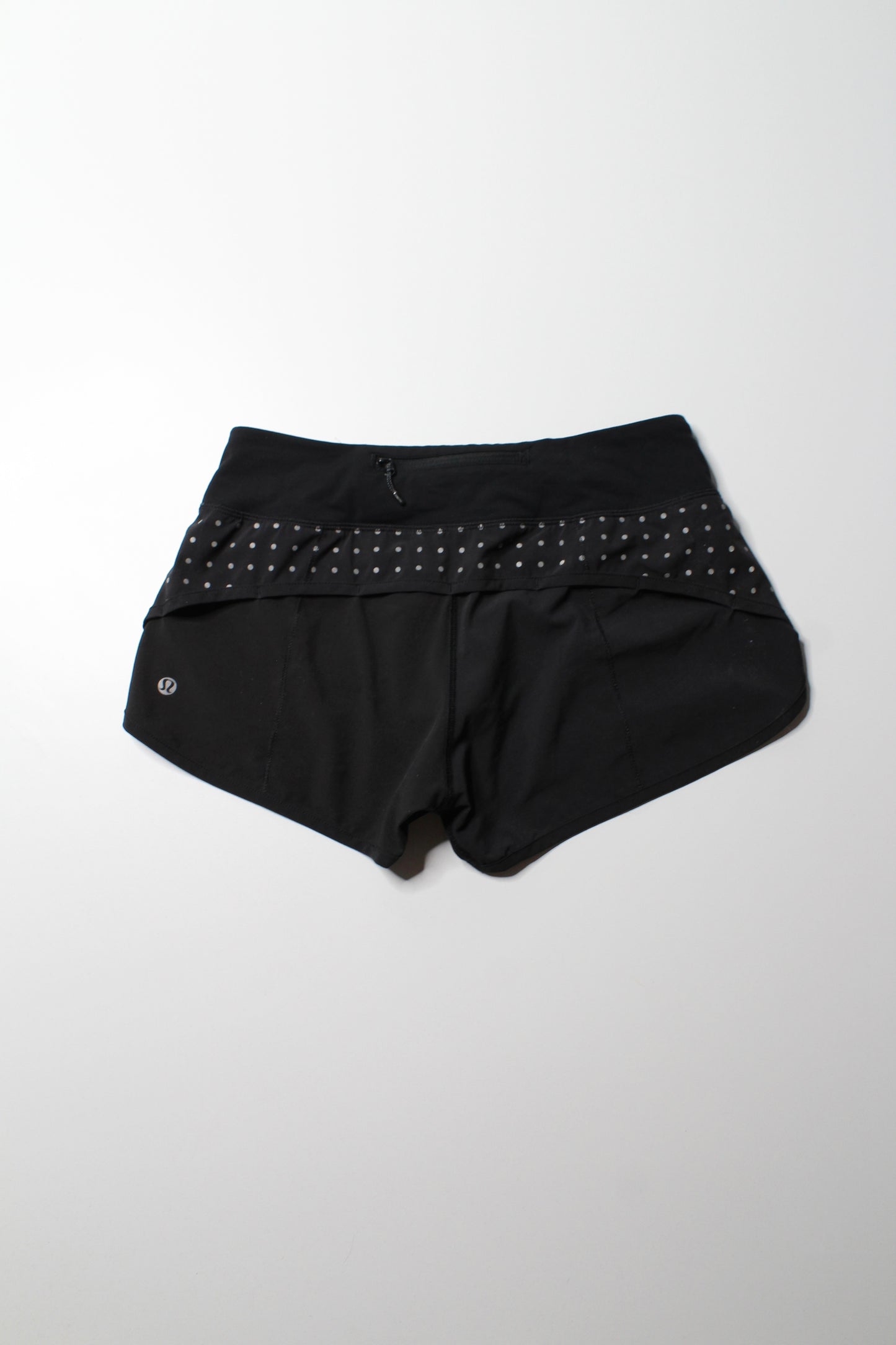 Lululemon black/reflective polka dot speed shorts, size 4 (price reduced: was $30)