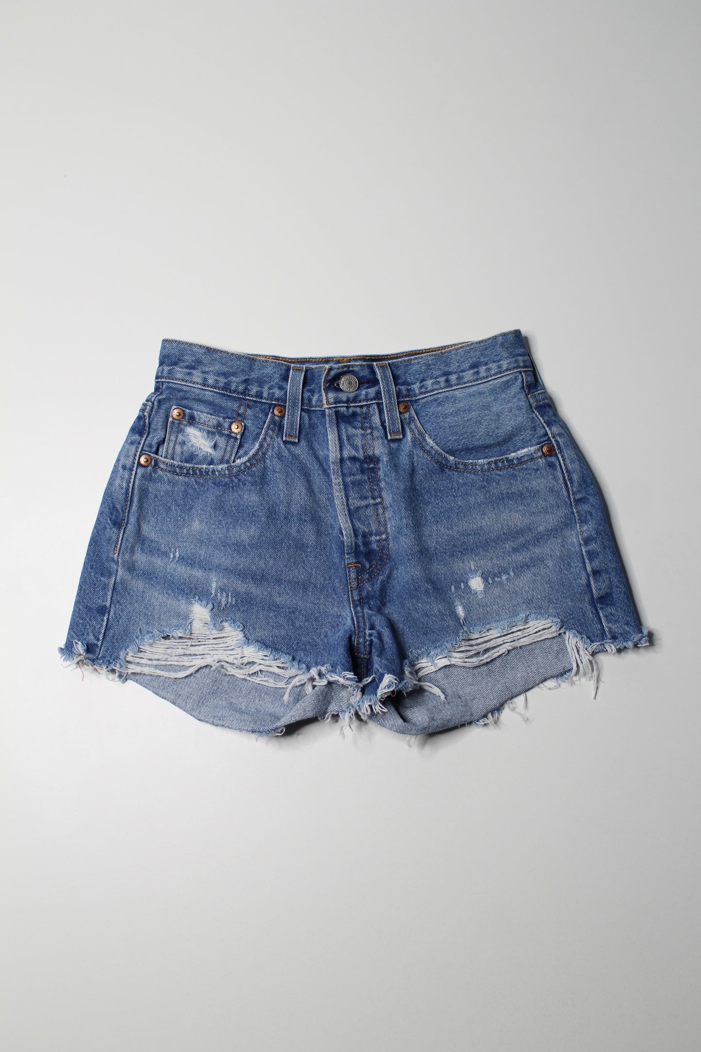 Levi’s high rise cut off jean shorts, size 25
