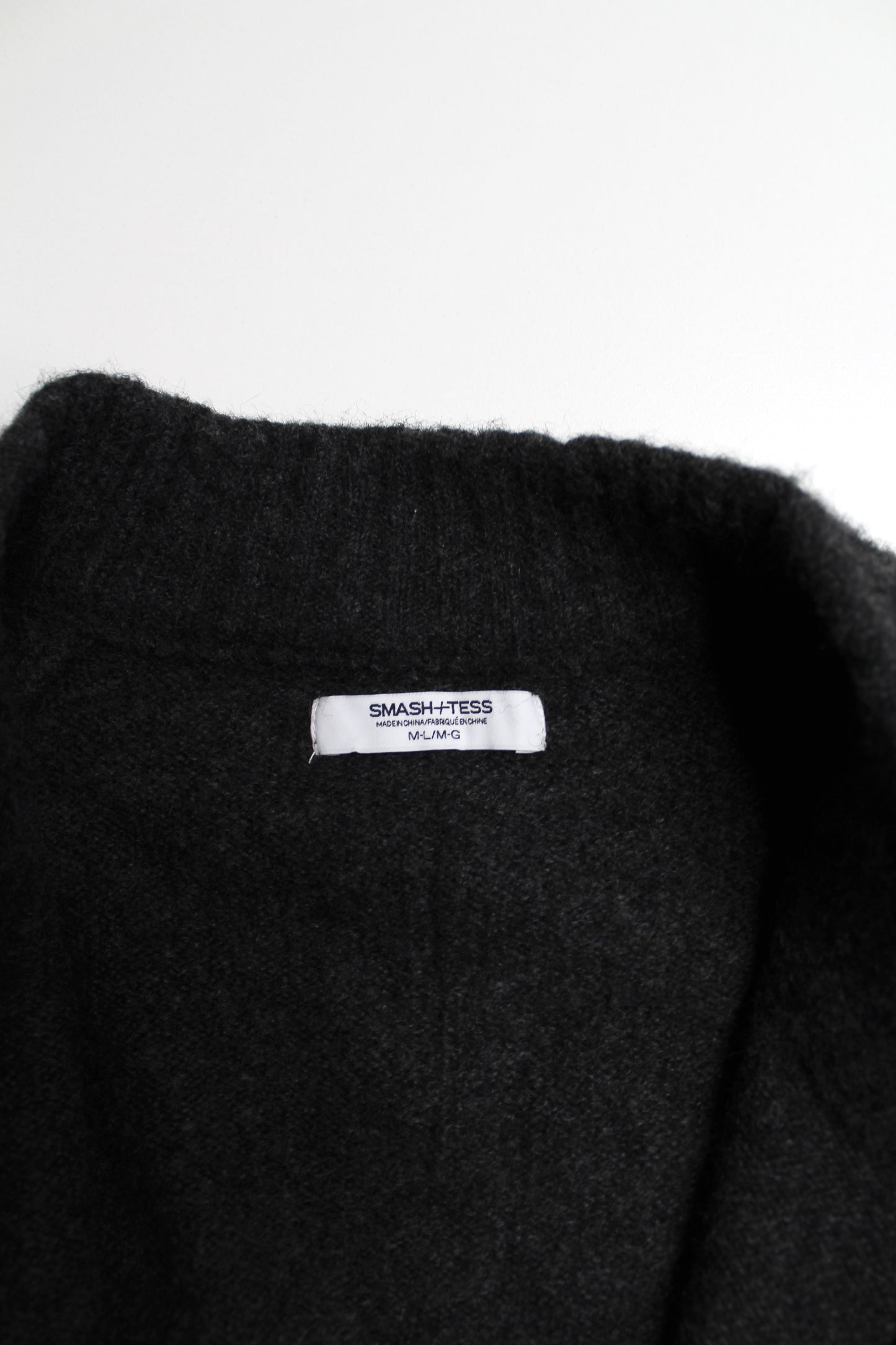 Smash + Tess dark grey knit zip up sweater, size M/L (loose fit)