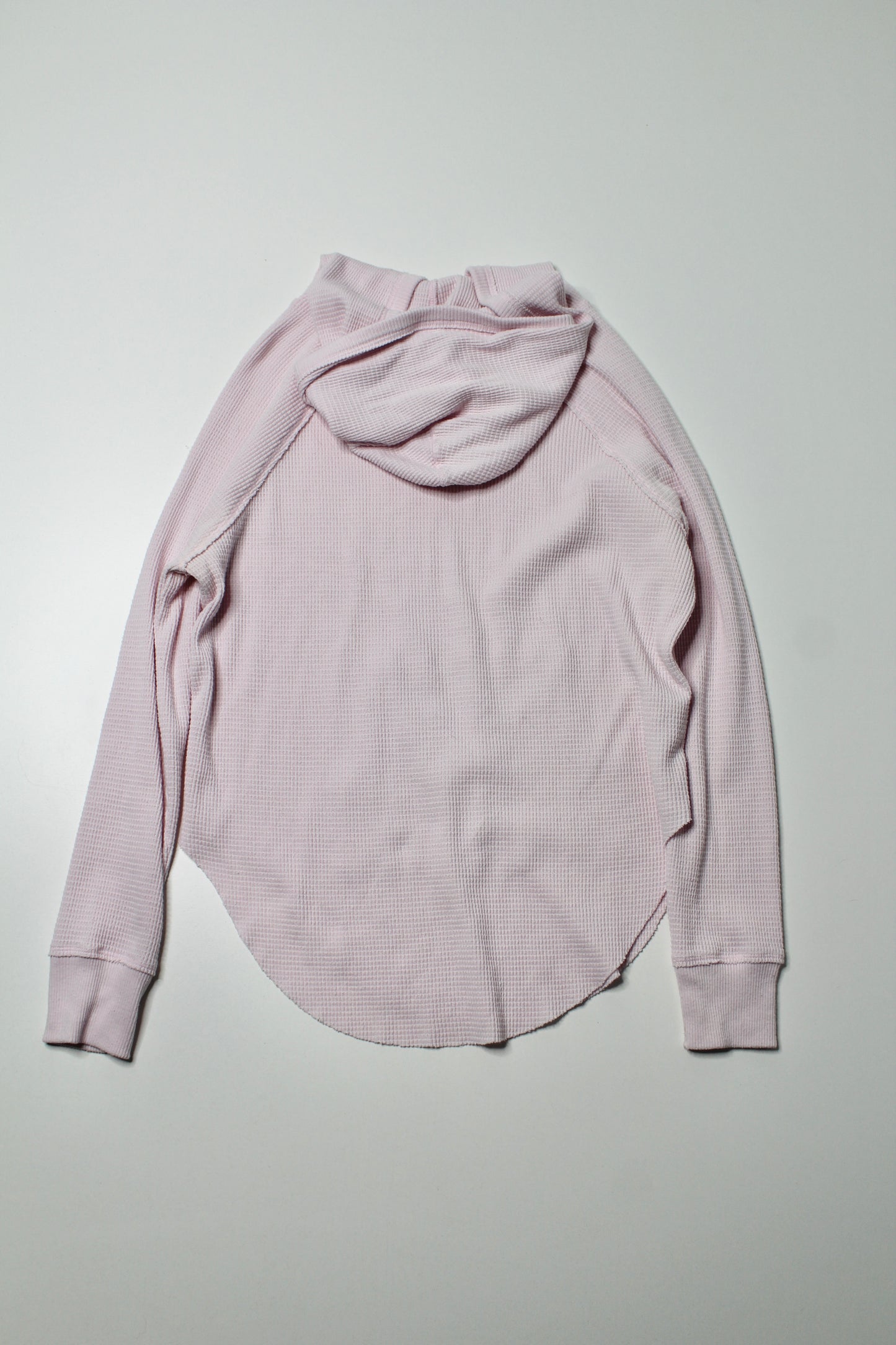 Aritzia TNA light pink waffle thermal hoodie long sleeve, size xxsmall (loose fit)