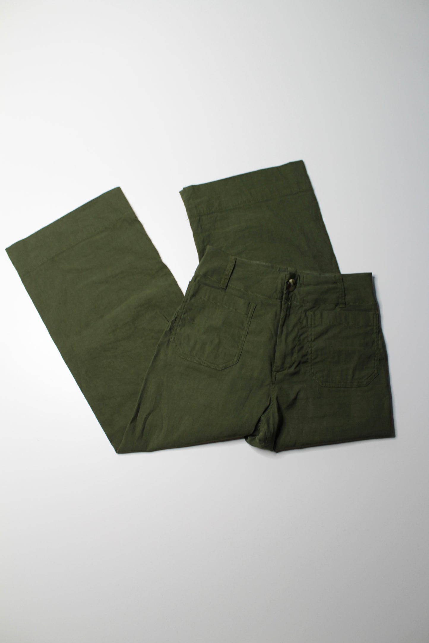 Anthropologie Maeve green high rise culotte wide leg pant, size 26 P (23”)