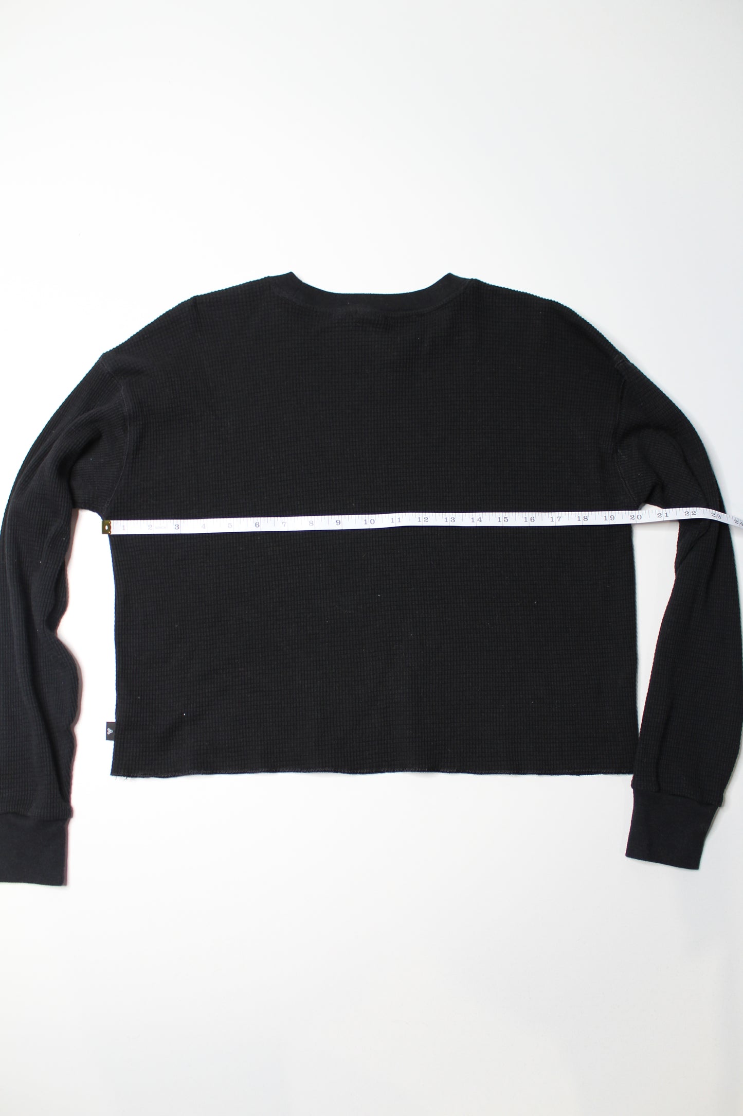 Aritzia TNA black waffle crew long sleeve, size small (oversized fit) (was $25)