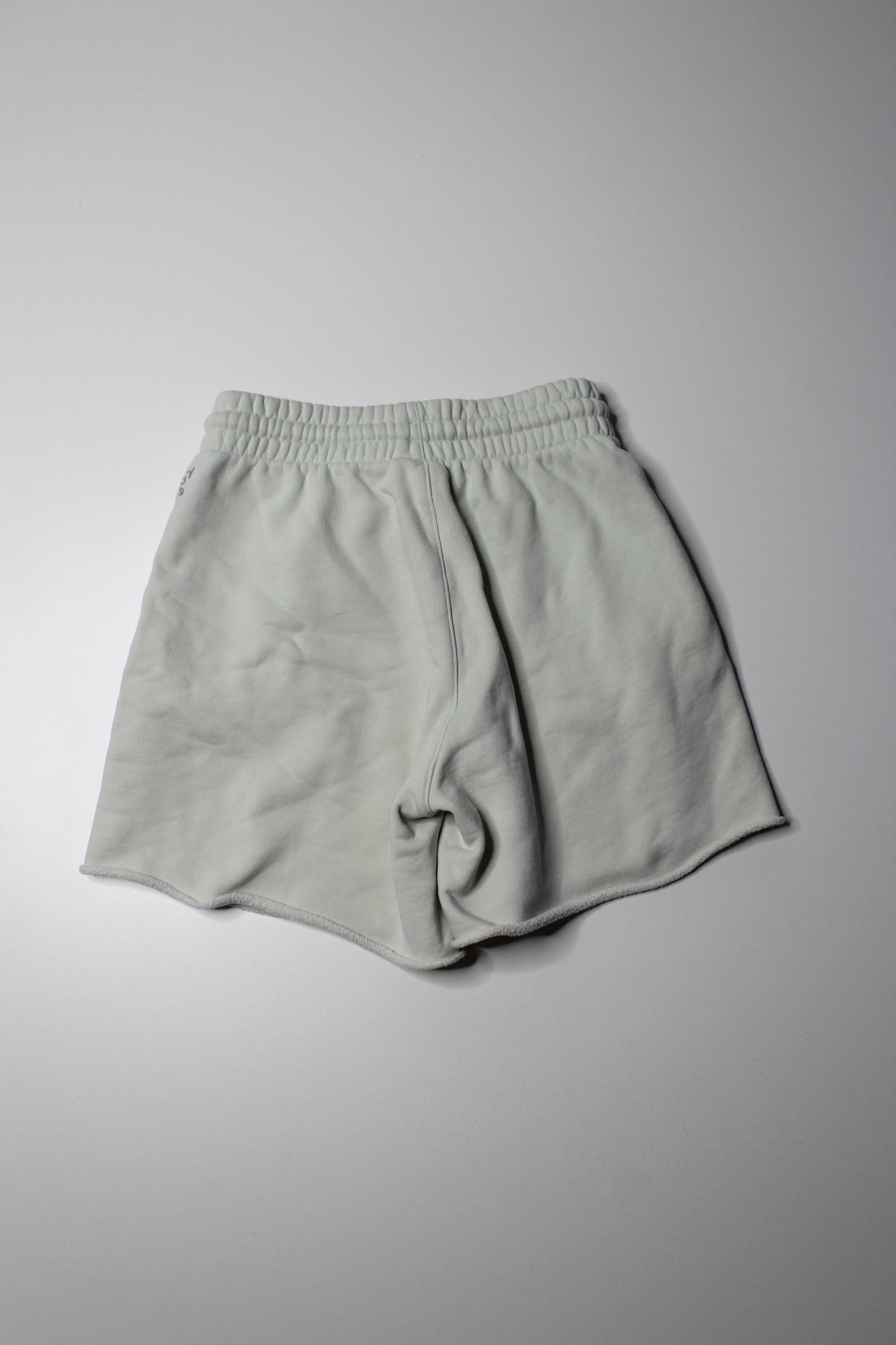 Aritzia TNA ultra light green ‘cozy fleece boyfriend’ shorts, size xs