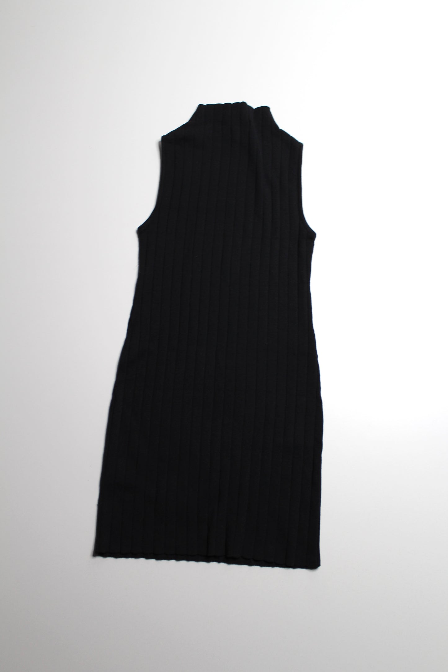 Organic Basics black soft knit ribbed mock neck mini sweater dress, size xsmall (additional 50% off at checkout)
