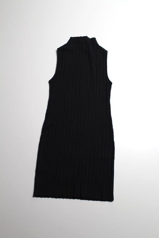 Organic Basics black soft knit ribbed mock neck mini sweater dress, size xsmall (additional 50% off at checkout)