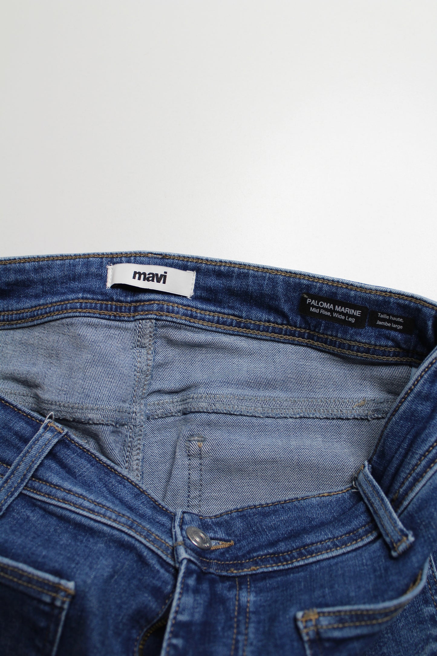Mavi paloma marine mid rise wide leg jeans, size 28